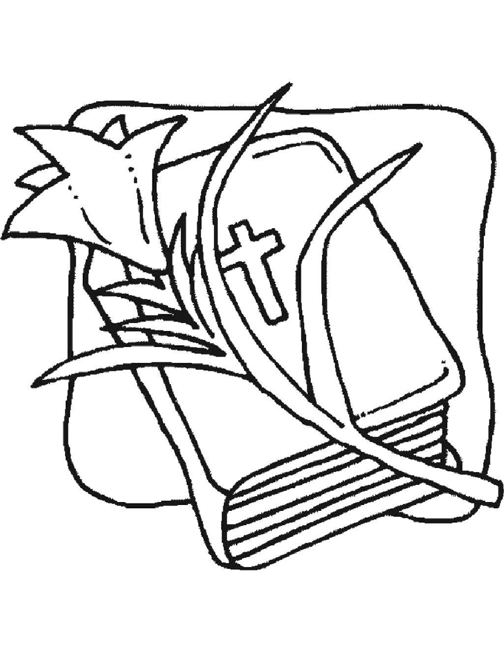 Coloring The cross on the Bible. Category coloring pages cross. Tags:  cross, Lily.