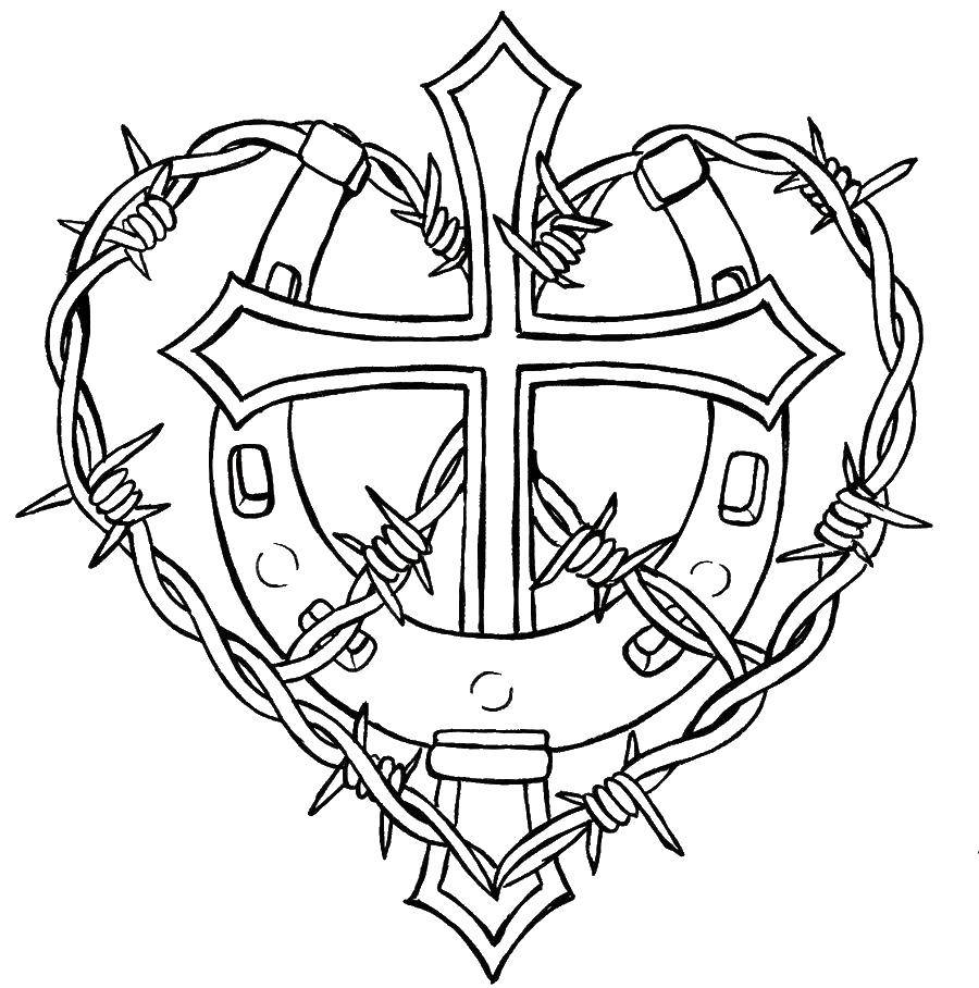 cross with wings coloring pages