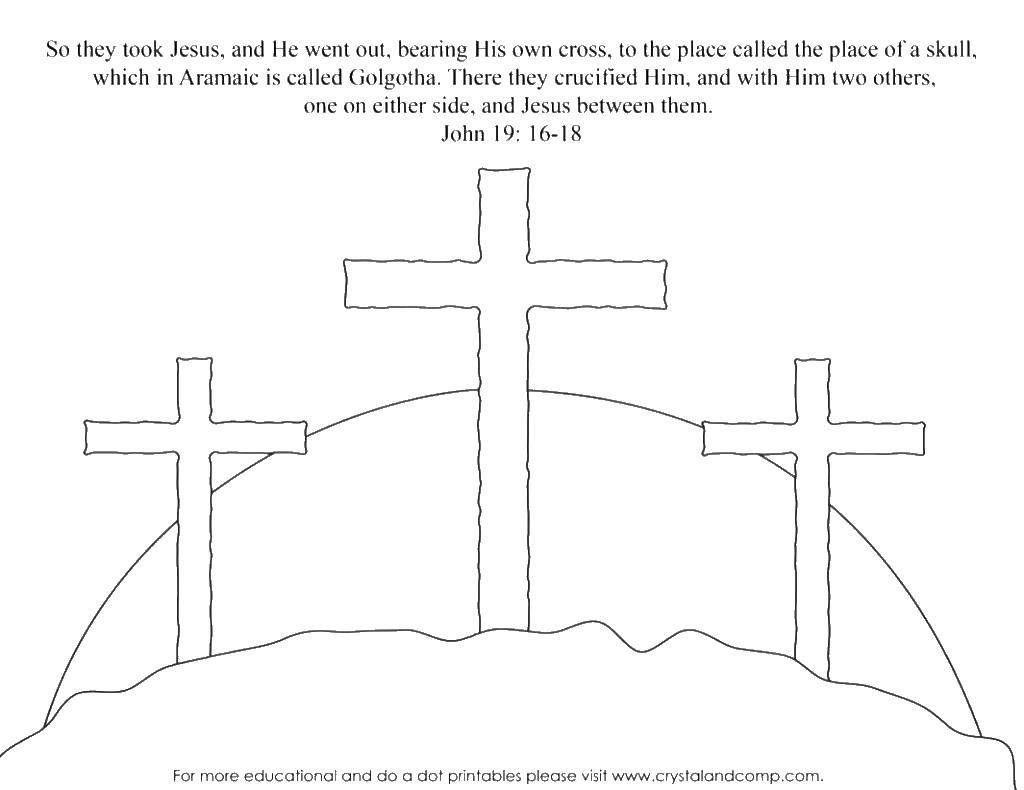 Coloring The crosses on Calvary. Category coloring pages cross. Tags:  cross, Calvary.