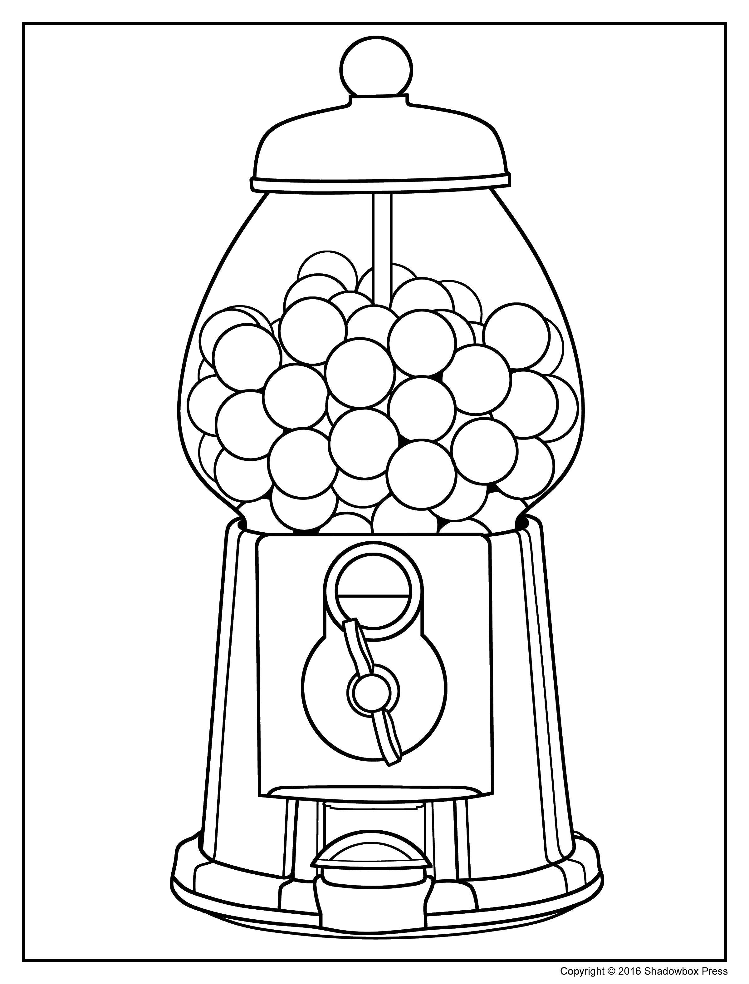 Coloring A Gumball machine. Category For teenagers. Tags:  Chewing gum.
