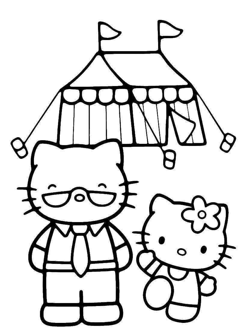 Coloring Kitty with daddy at the circus. Category kitty . Tags:  Kitty, circus.