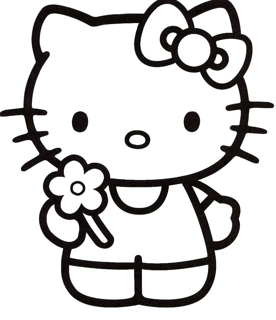 Coloring Kitty with a flower. Category kitty . Tags:  kitty .