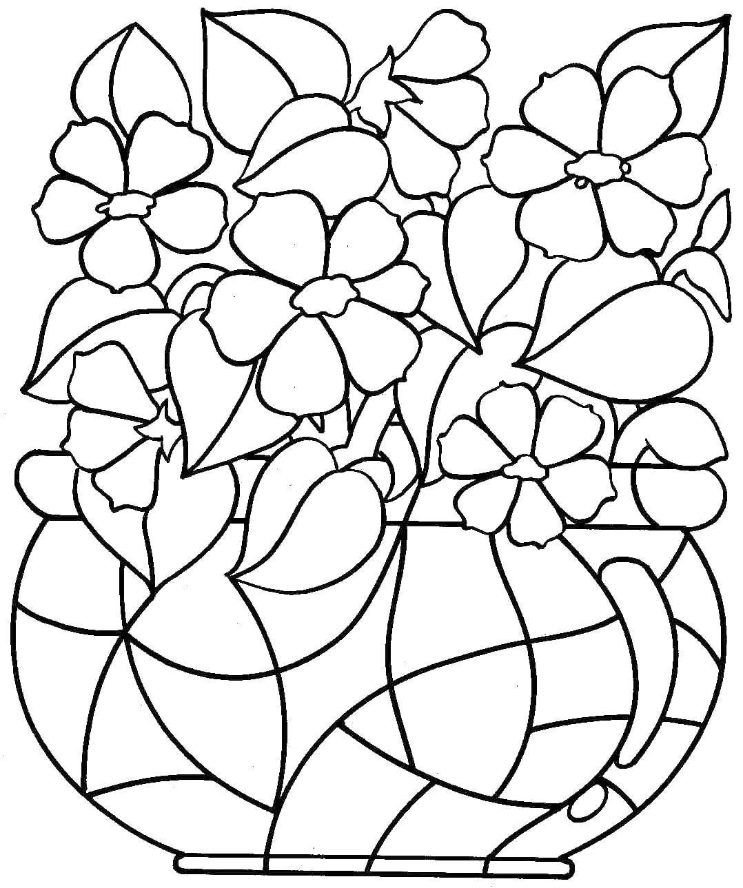 Coloring Flowers in beautiful vases. Category flowers. Tags:  Flowers, bouquet, vase.