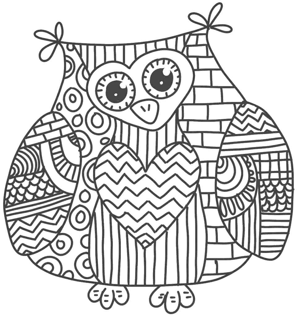 Coloring Patterned owl. Category For teenagers. Tags:  Patterns, ethnic.