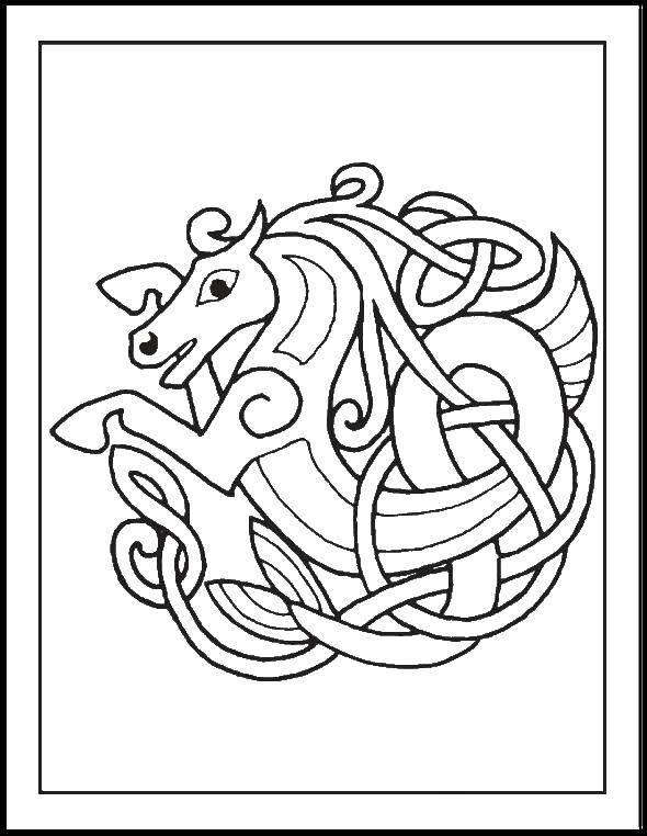 Coloring Patterned horse. Category patterns. Tags:  Patterns, animals.