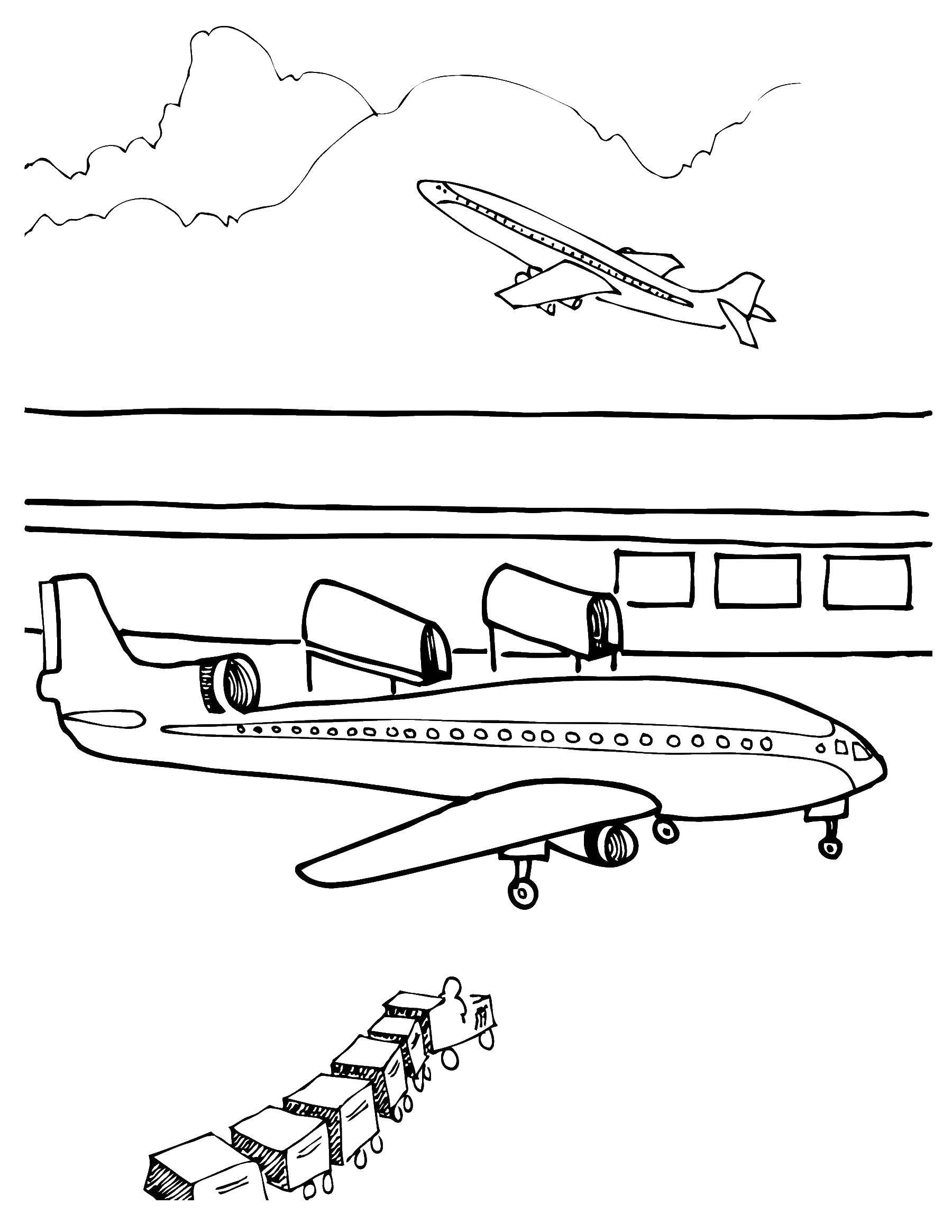 Coloring Airport. Category The planes. Tags:  Plane.