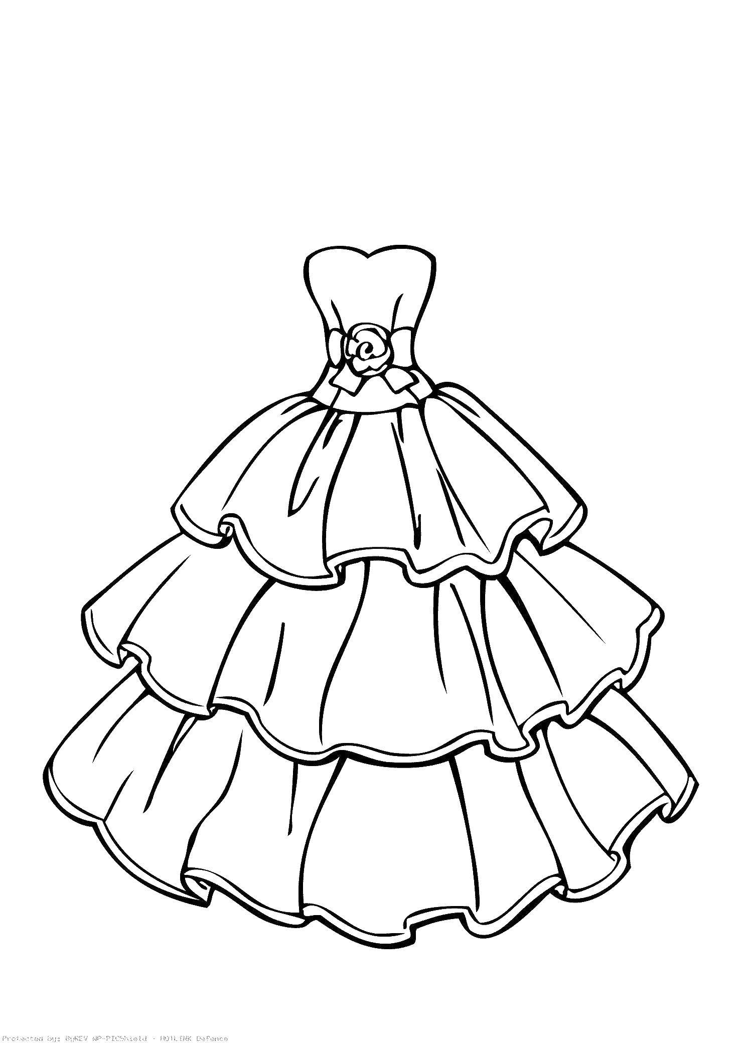 Название: Раскраска Бальное платье. Категория: Платья. Теги: Одежда, платье.