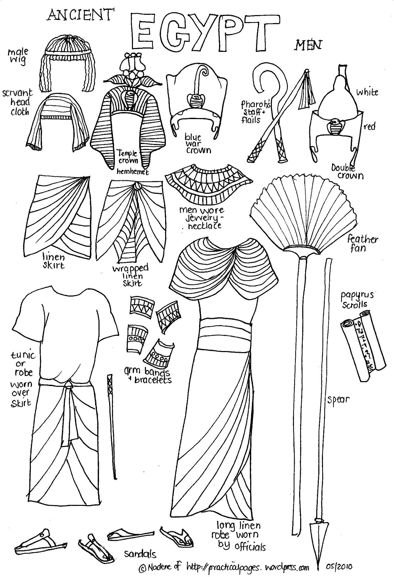 Название: Раскраска Египетская одежда. Категория: Английский. Теги: Одежда, платье.