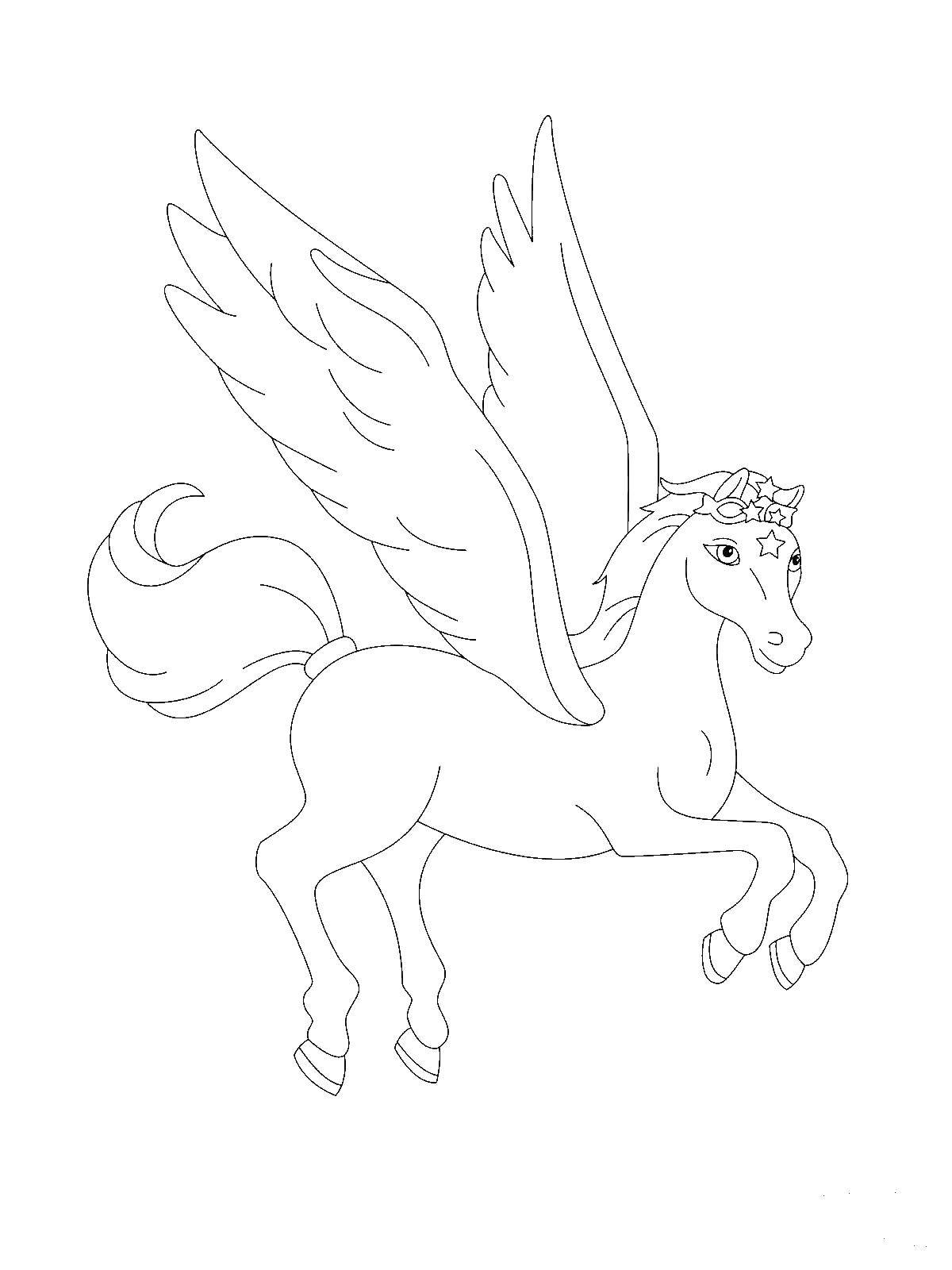 Coloring Beautiful Pegasus. Category Animals. Tags:  Animals, Pegasus.