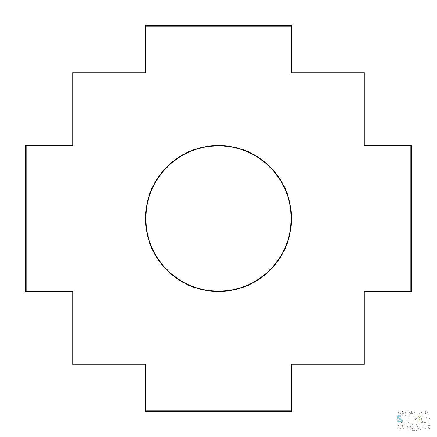 Название: Раскраска Круг в многоугольнике. Категория: раскраски из фигур. Теги: круг, многоугольник.