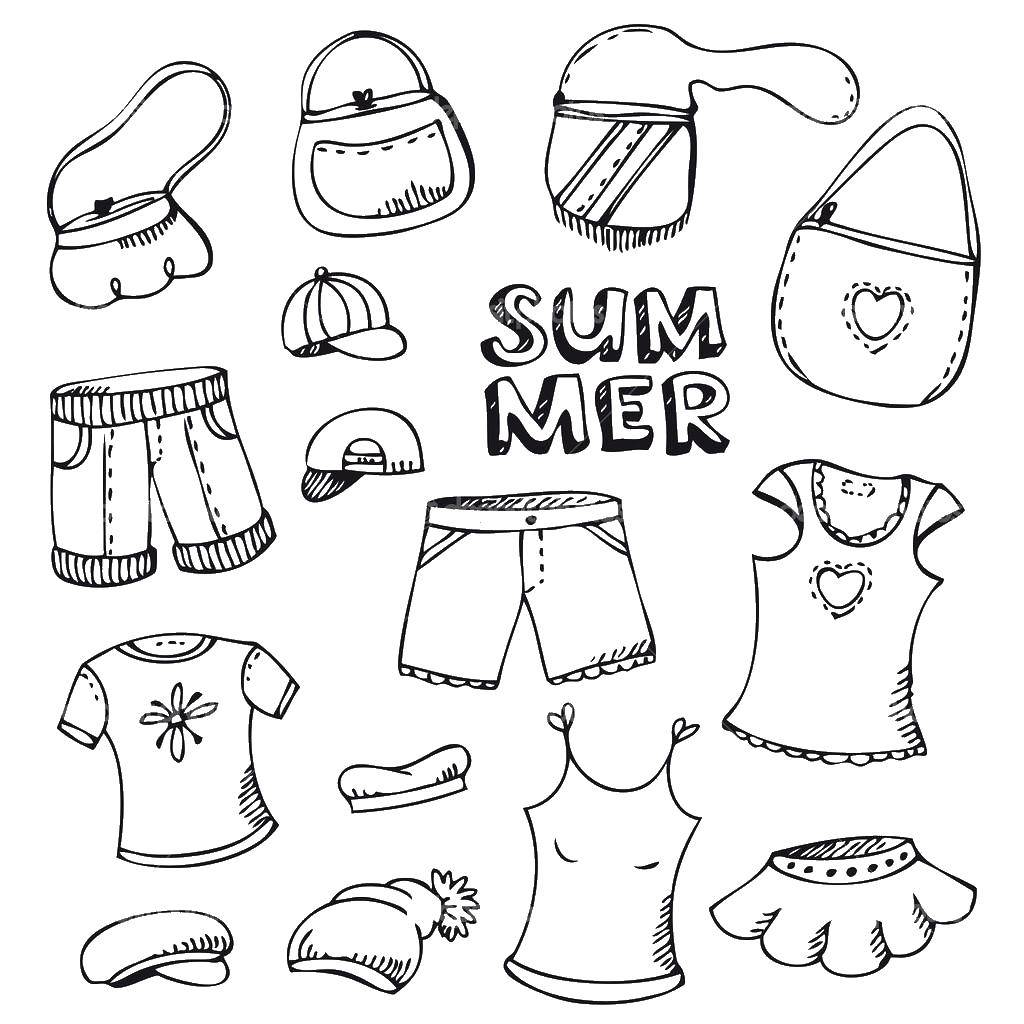 Coloring Summer clothing. Category Clothing. Tags:  Clothing, summer.