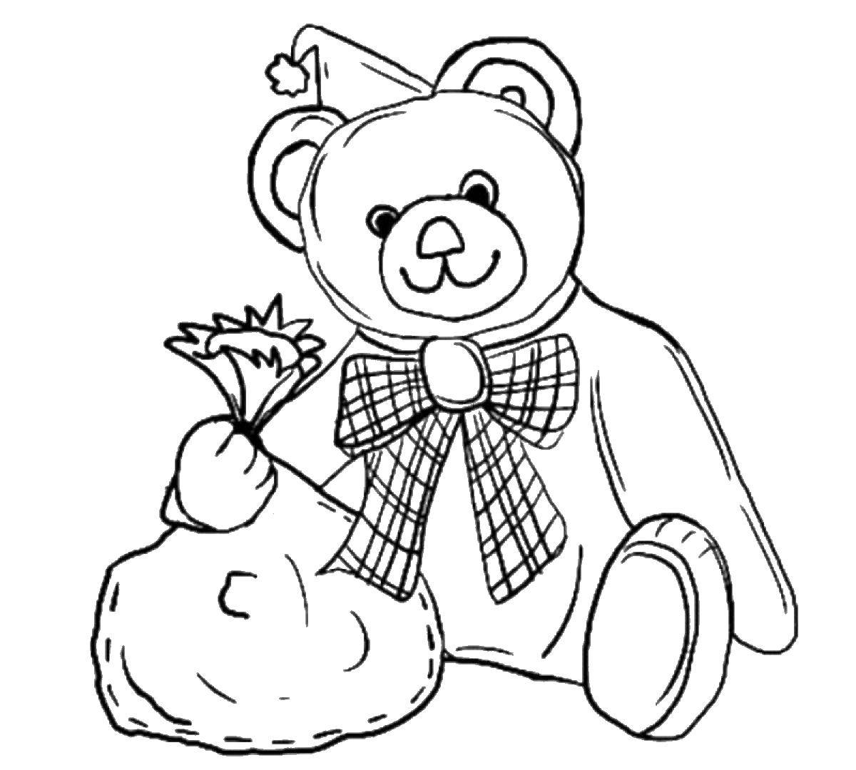 Coloring Teddy bear with gifts. Category gifts. Tags:  Gifts, holiday.