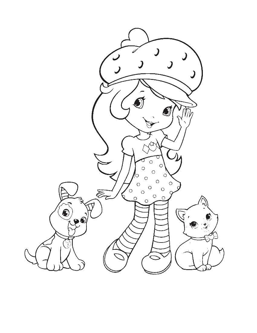 Coloring Charlotte strawberry with animals. Category cartoons. Tags:  Charlotte, cartoon.