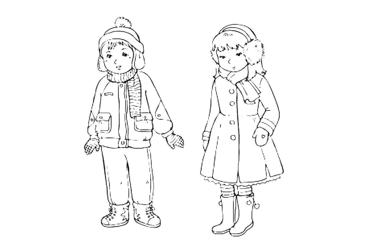 Coloring Winter clothes. Category children. Tags:  children, winter.