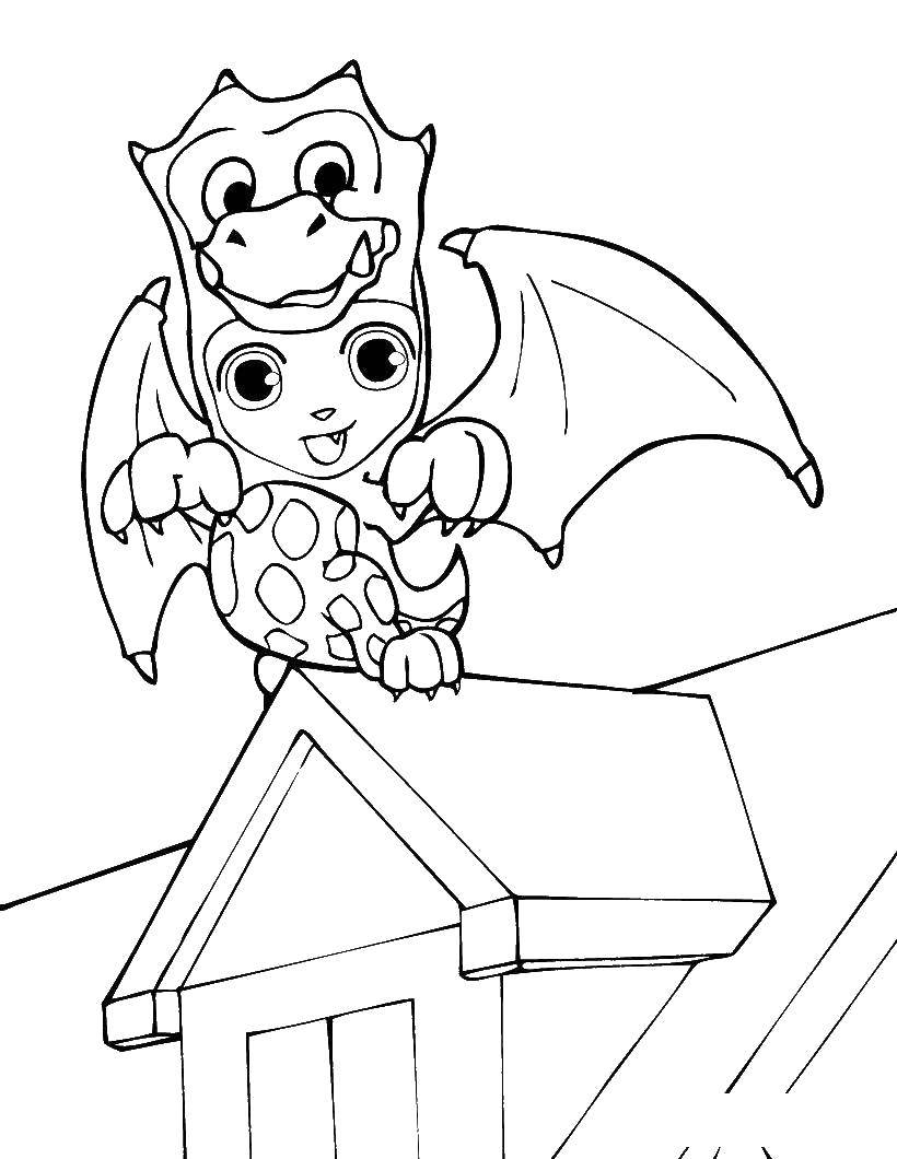 Coloring Dragon. Category Coloring pages for kids. Tags:  Dragons.