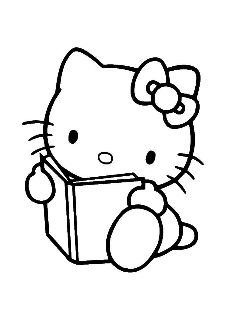 Coloring Kitty is reading a book. Category kitty . Tags:  the book, kitty.
