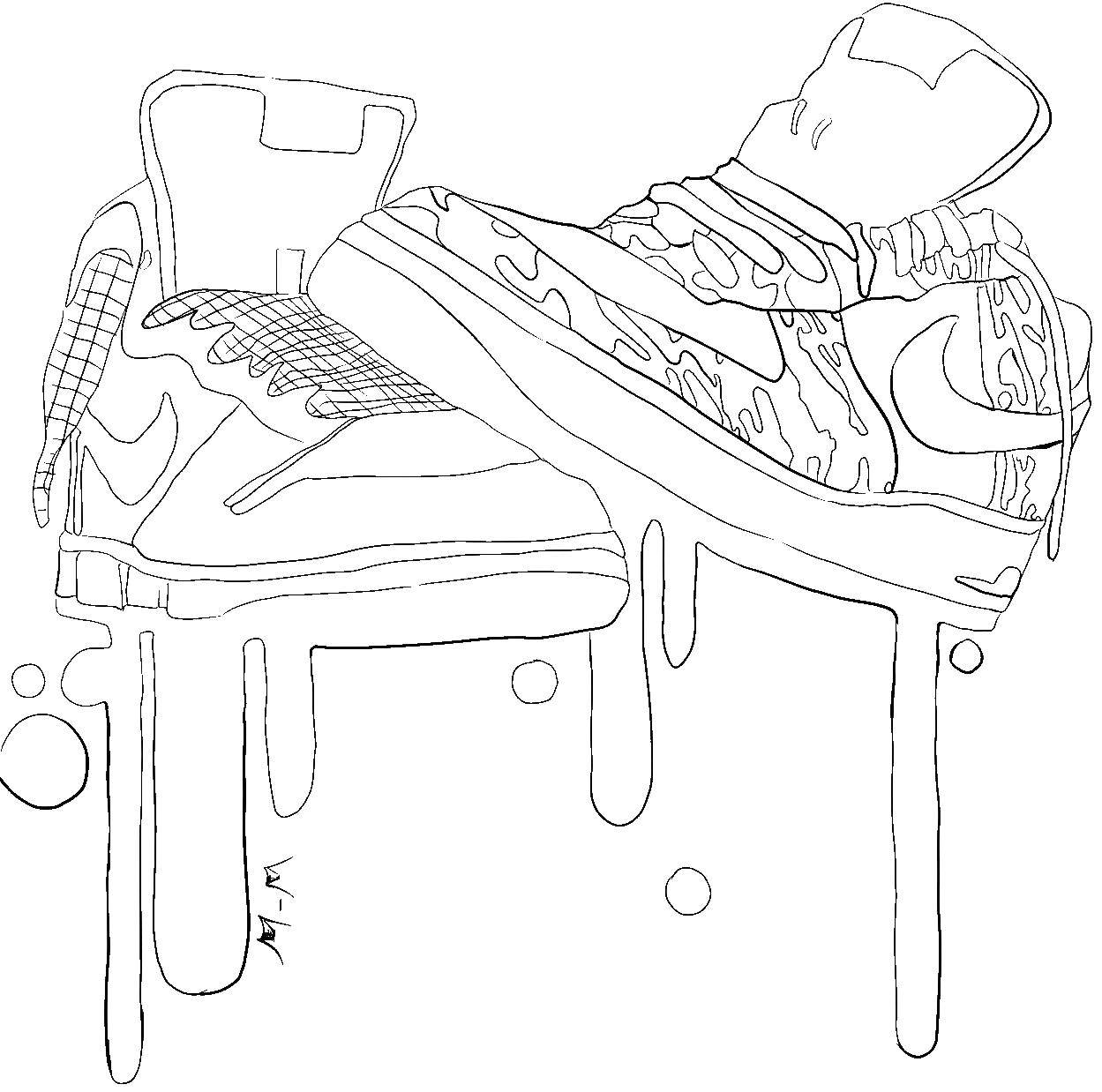 Coloring Fashion sneakers. Category shoes. Tags:  Shoes, sneakers, laces.
