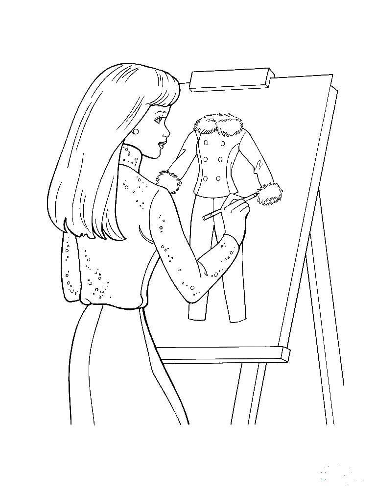 Coloring Barbie the artist. Category Barbie . Tags:  Barbie , Princess, Prince.