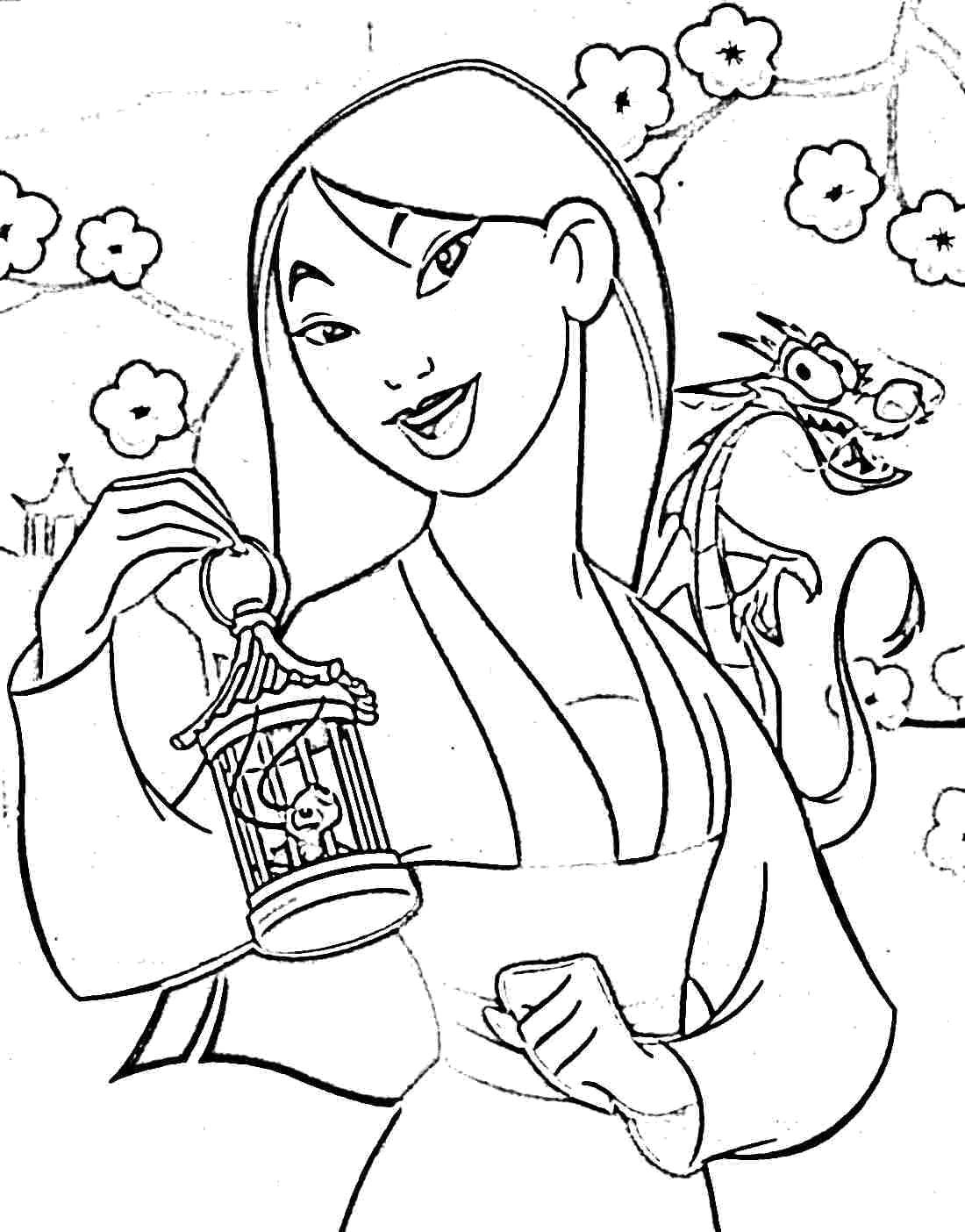 Coloring Beauty Mulan. Category Disney coloring pages. Tags:  Disney, Mulan.