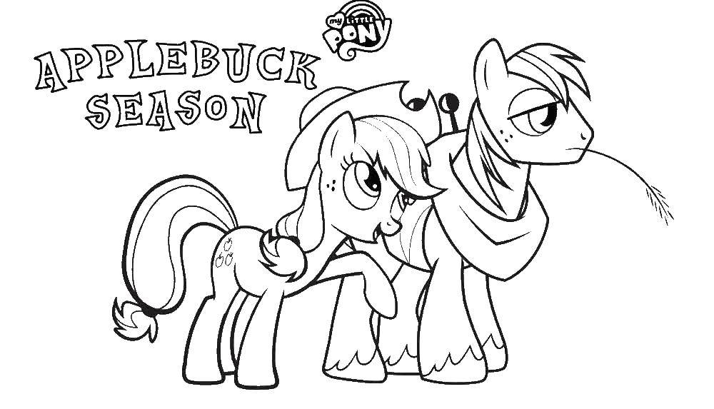 Coloring My little pony Apple Jack and big MAG. Category cartoons. Tags:  Ponies.