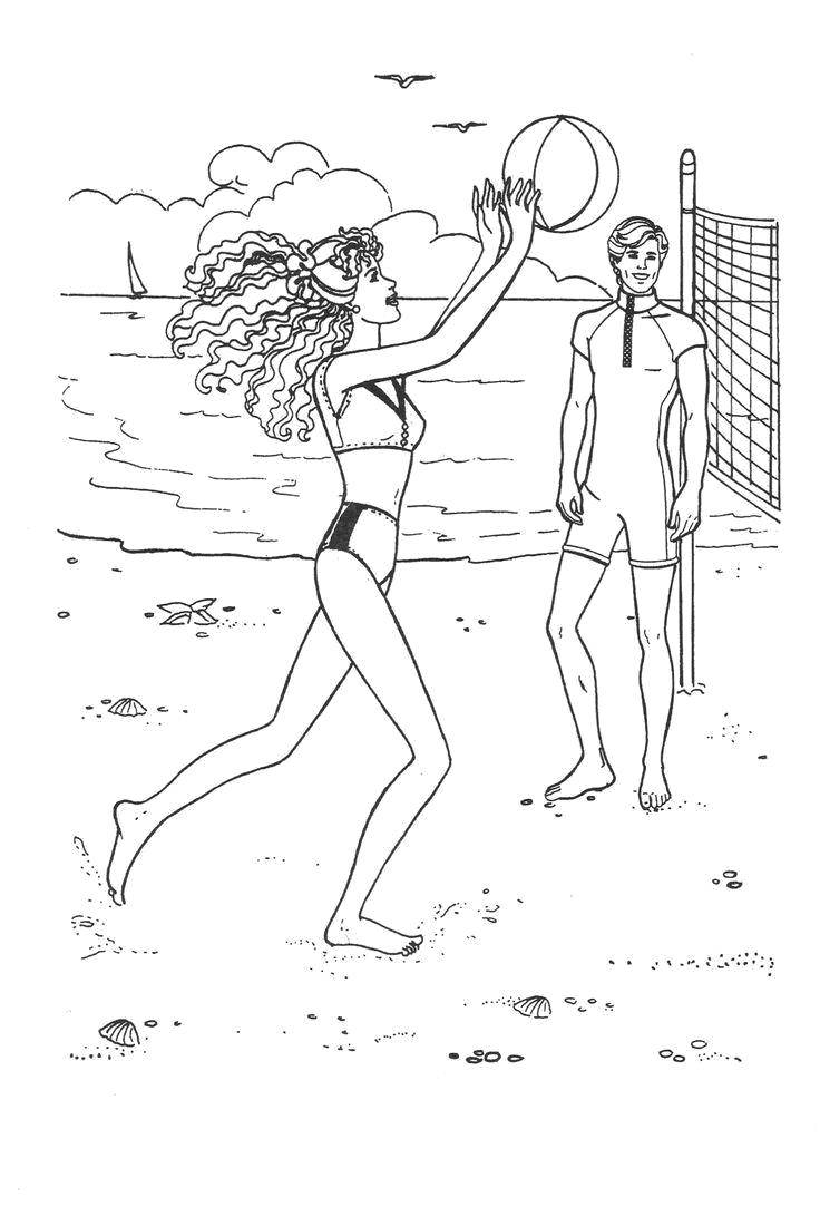 Название: Раскраска Пляжный волейбол. Категория: спорт. Теги: Спорт, волейбол, мяч.