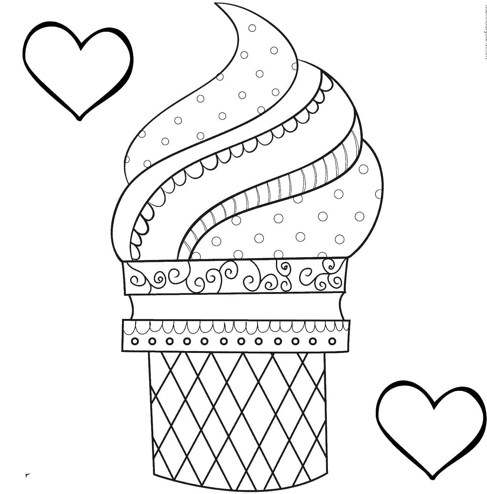 Coloring Patterned ice cream. Category ice cream. Tags:  Ice cream, sweetness, children.