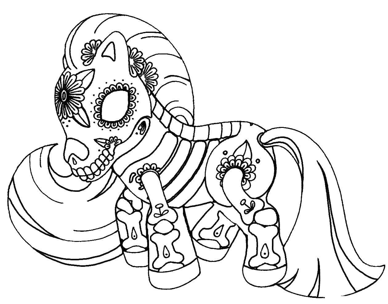 Название: Раскраска Узорный пони из my little pony . Категория: узоры. Теги: Пони, My little pony .