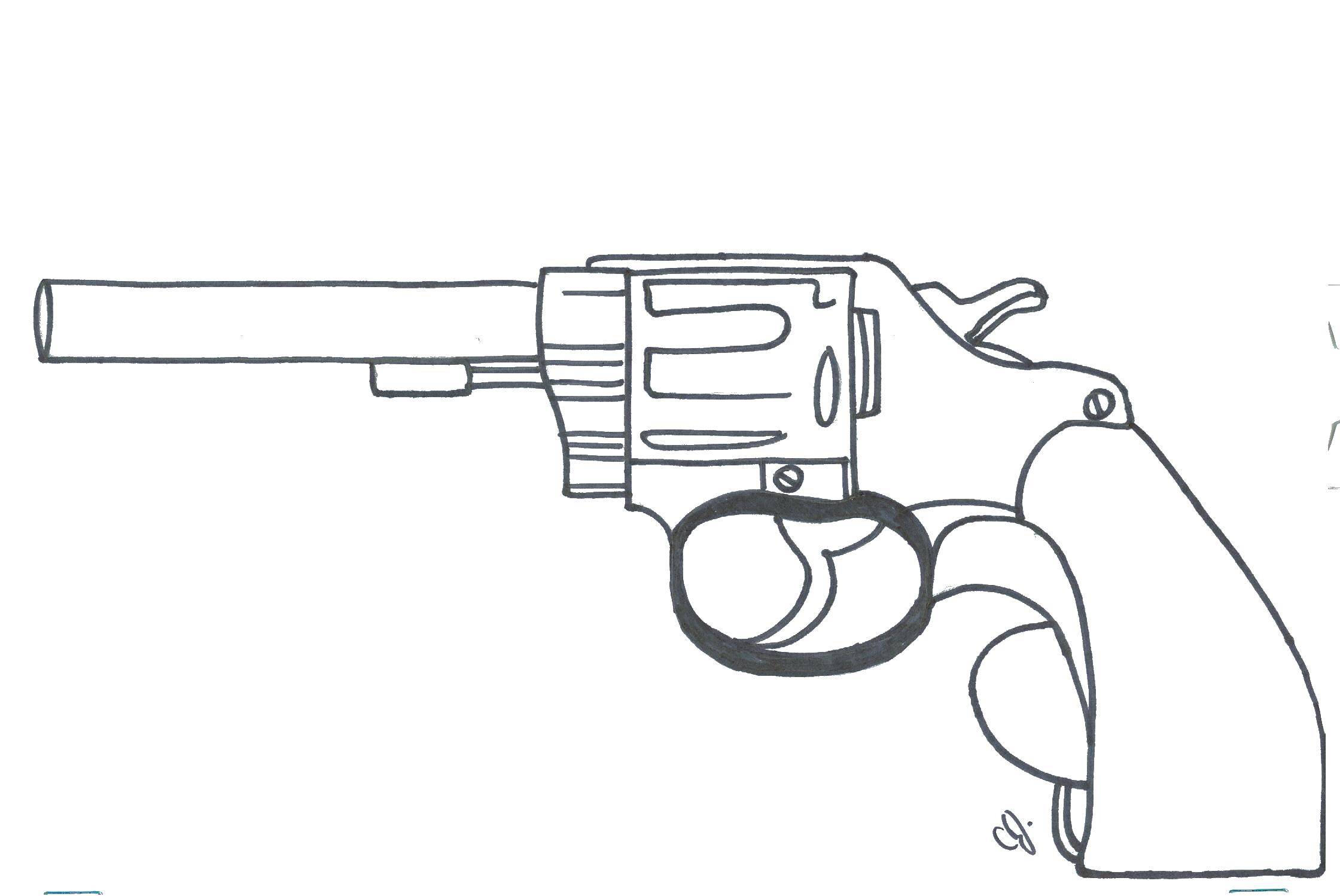 Название: Раскраска Пистолет. Категория: оружие. Теги: Оружие.