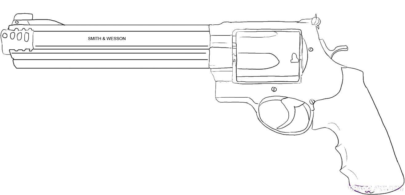 Название: Раскраска Револьвер. Категория: оружие. Теги: Оружие.