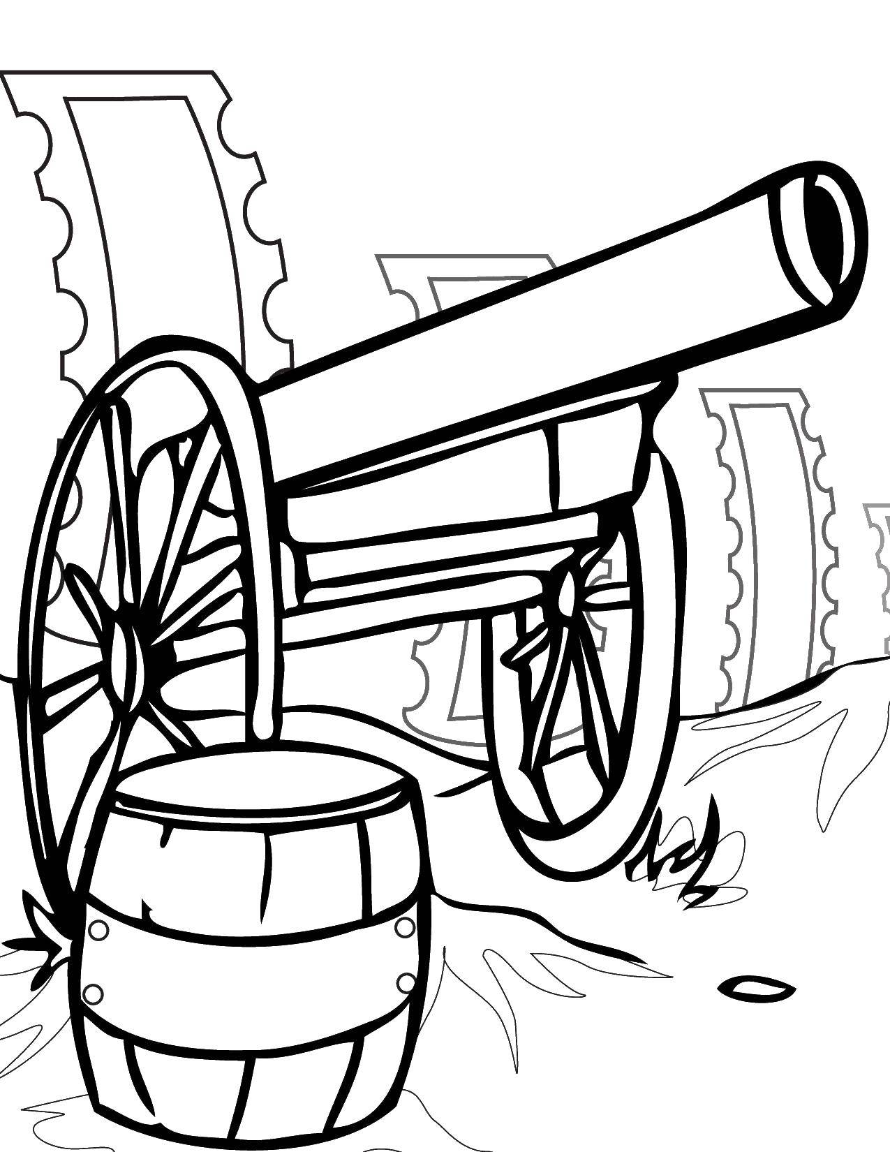 Coloring Medieval cannon. Category weapons. Tags:  Weapons.