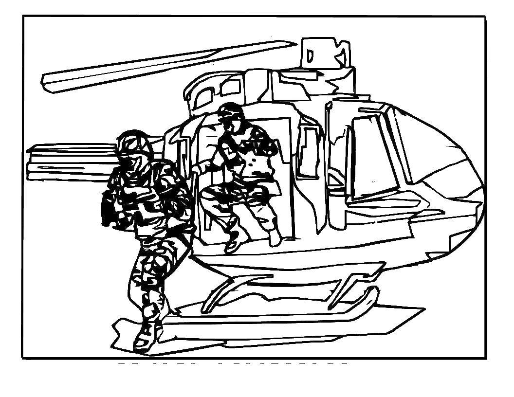 Coloring Military rush on the job. Category military. Tags:  Military, helicopter.