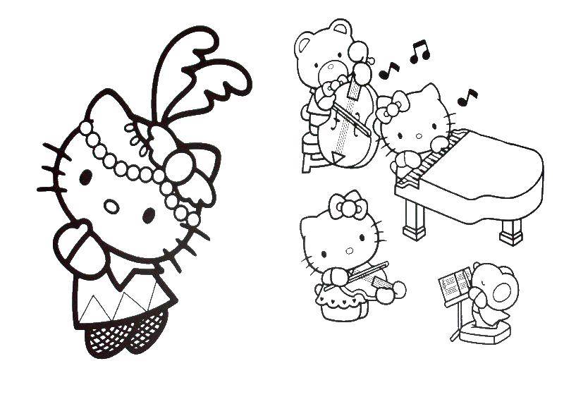 Coloring Kitty is dancing with friends. Category kitty . Tags:  Kitty .