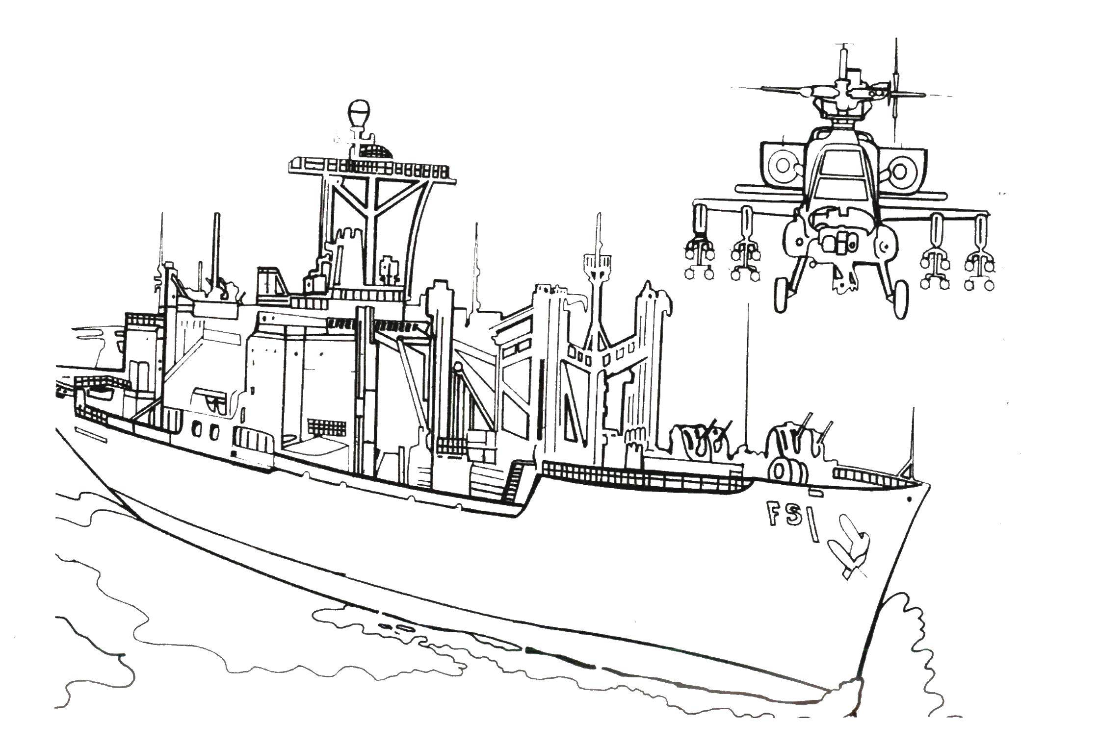 Coloring Helicopter and a ship. Category Helicopters. Tags:  Gunship.