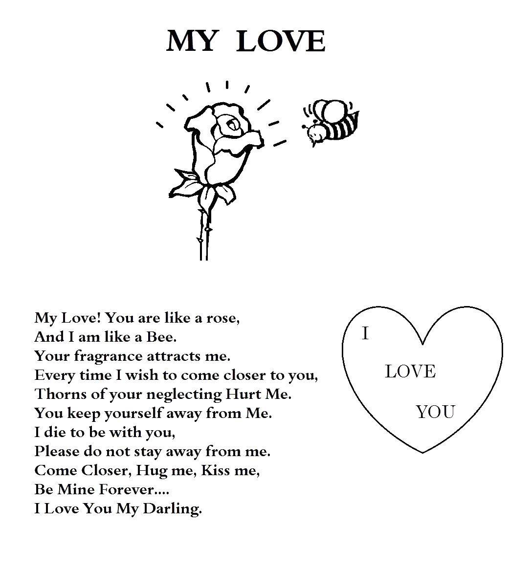 Coloring My love. Category I love you. Tags:  rose, a poem, my love, English.