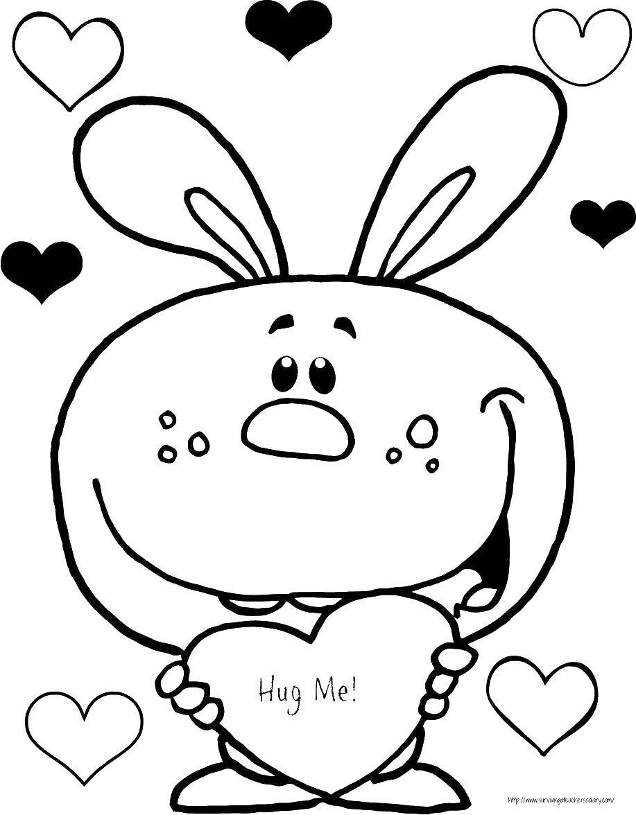 Coloring Bunny hug . Category I love you. Tags:  Bunny, hug me.
