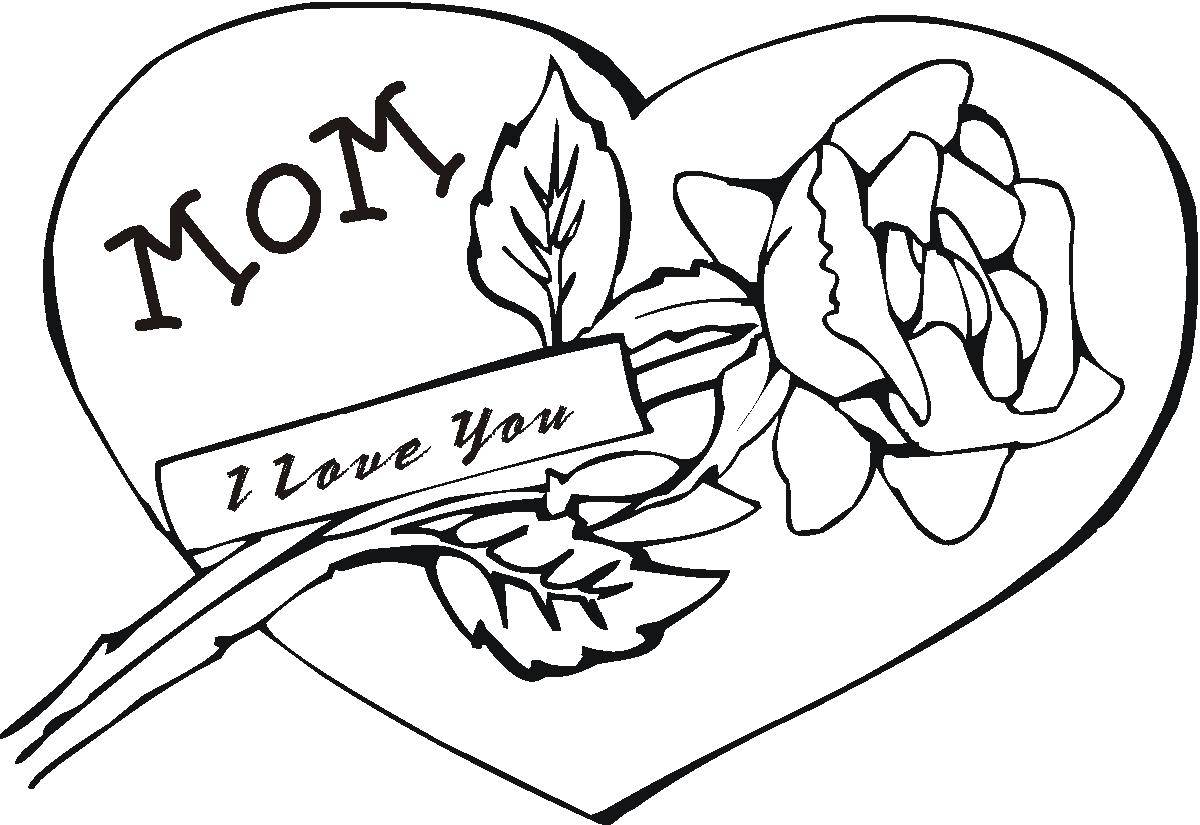 Coloring Mom, I love you. Category I love you. Tags:  Recognition, love, heart.