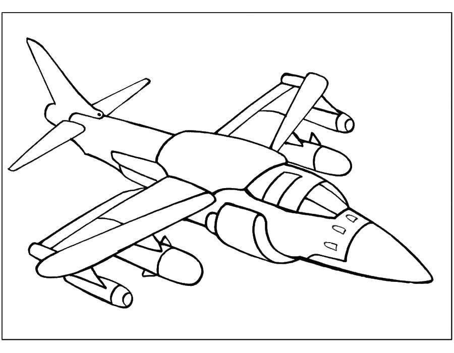 Название: Раскраска Военный самолет. Категория: самолеты. Теги: Самолет.