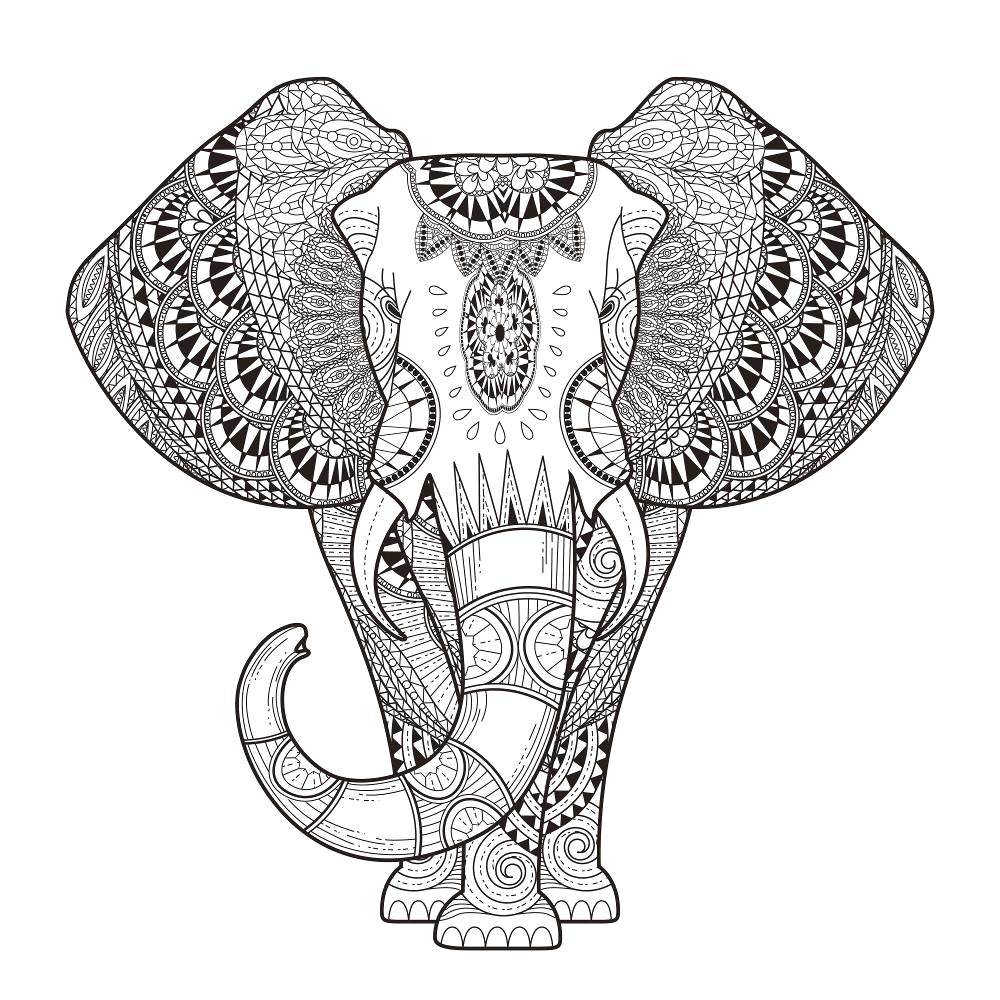 Coloring Patterned elephant. Category patterns. Tags:  Patterns, animals.