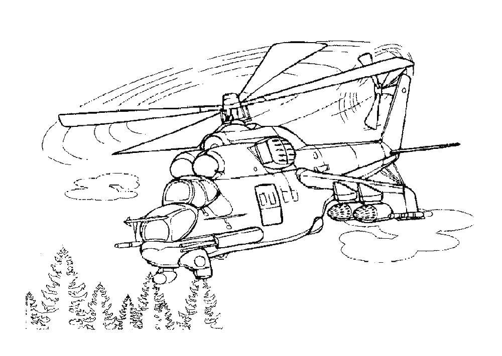 Coloring Helicopter. Category the planes. Tags:  Airplane, helicopter.