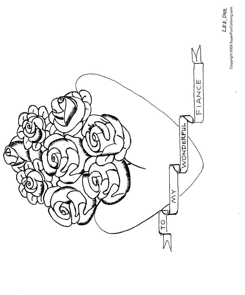 Название: Раскраска Я люблю своего жениха. Категория: Я тебя люблю. Теги: розы, сердце, я люблю своего жениха.