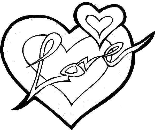 Название: Раскраска Любовное сердечко. Категория: Я тебя люблю. Теги: сердце.