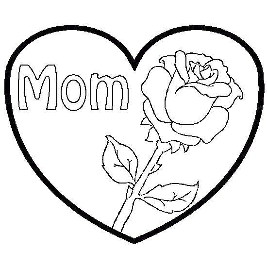 Название: Раскраска Роза в сердечке для мамы. Категория: Я тебя люблю. Теги: роза.