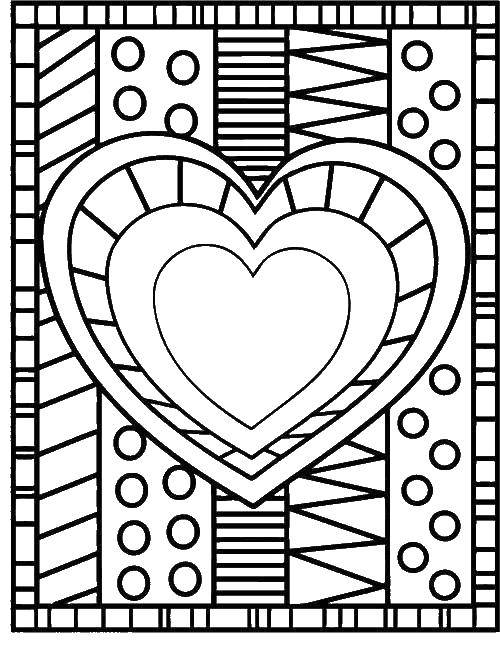 Coloring The heart and patterns. Category patterns. Tags:  Patterns, geometric.