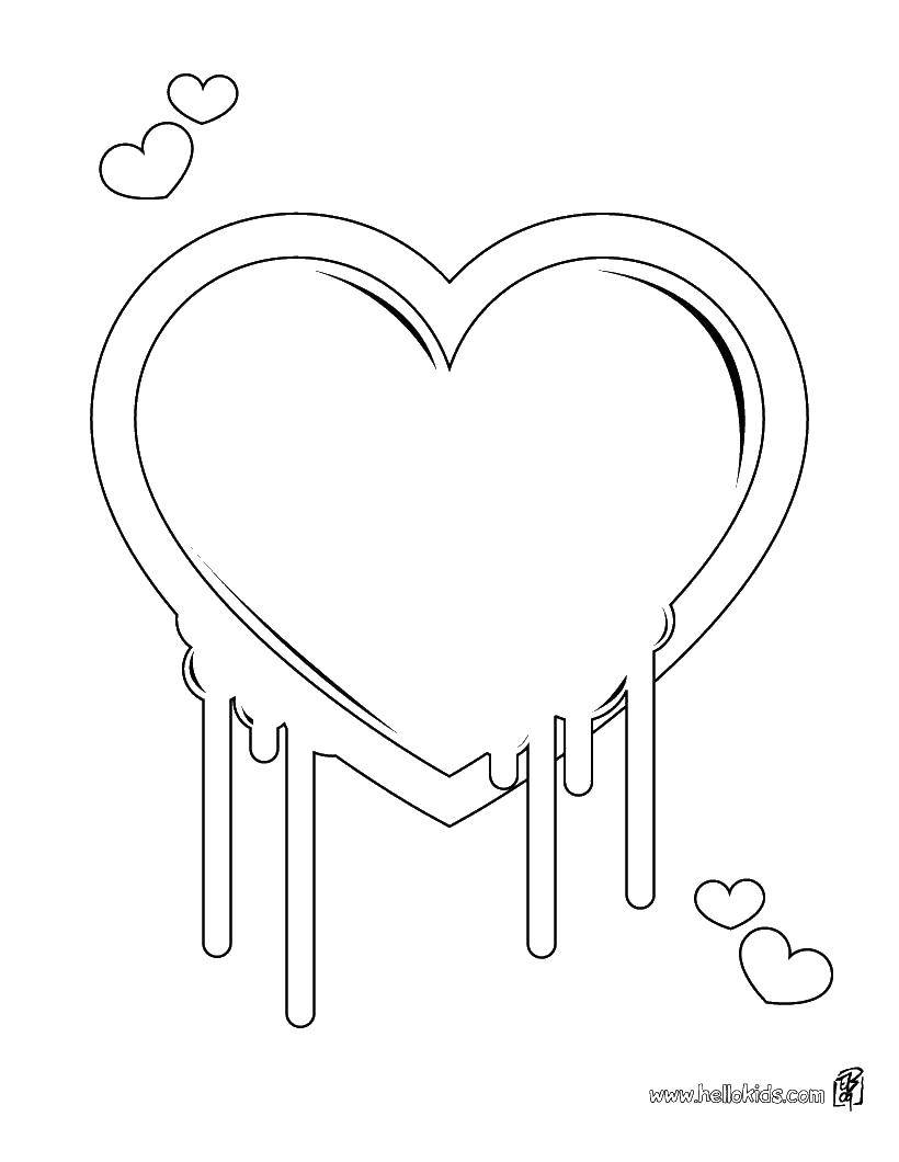 Coloring Heart melts. Category I love you. Tags:  heart.