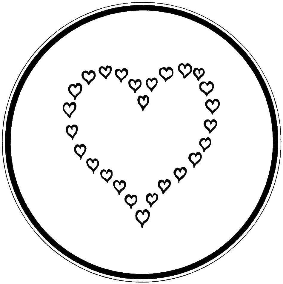 Название: Раскраска Сердце в круге. Категория: Я тебя люблю. Теги: сердце.