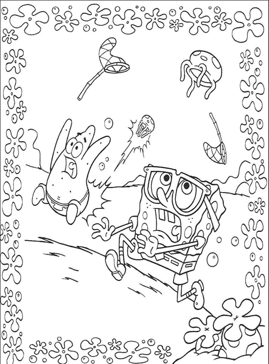 Coloring Spongebob and Patrick. Category Sea animals. Tags:  the spongebob, Patrick.