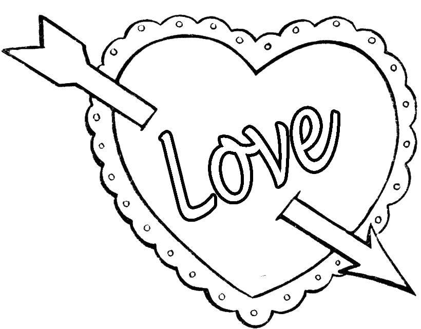 Coloring Arrow through the heart. Category I love you. Tags:  Heart, love.