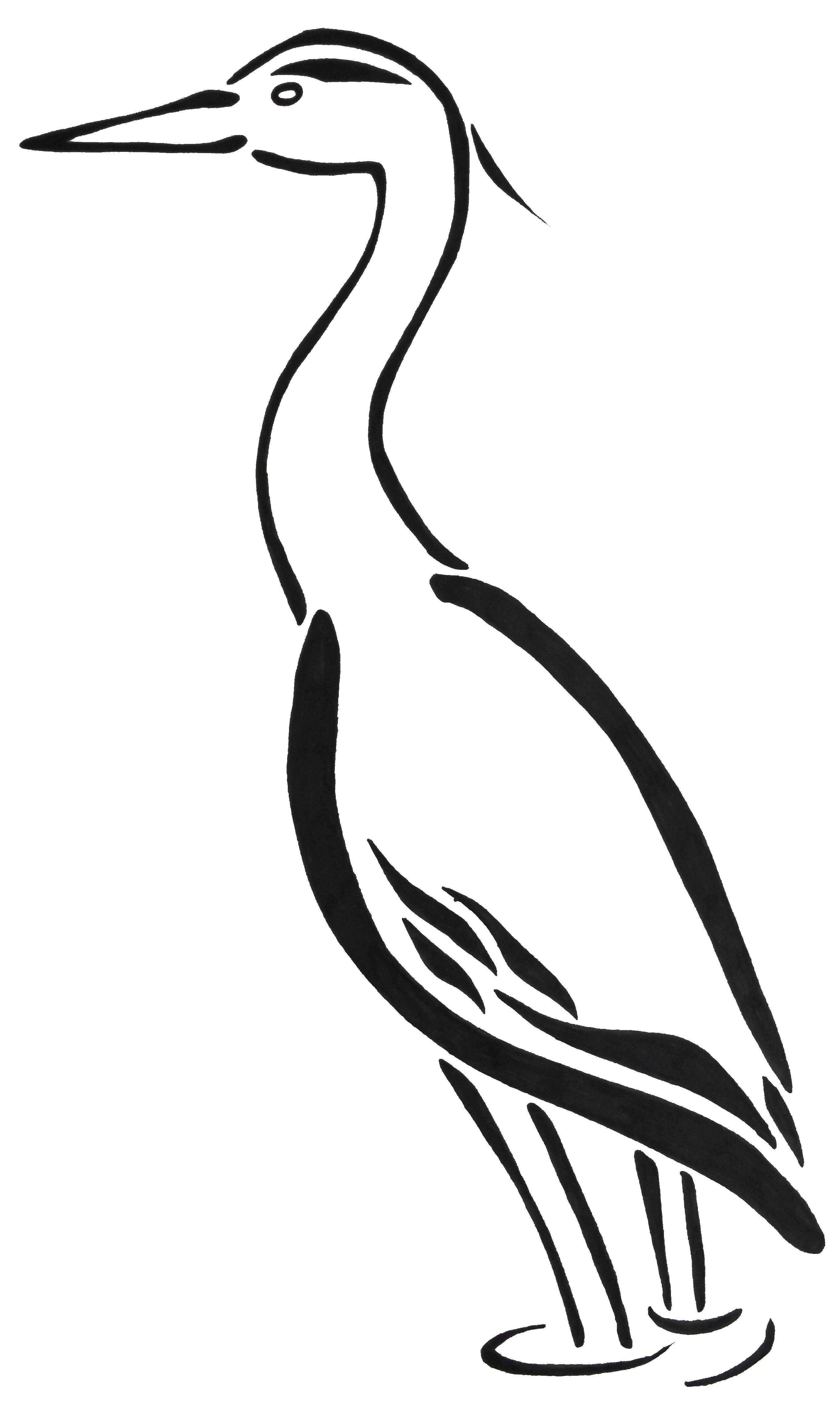 Название: Раскраска Цапля в воде. Категория: Контуры для вырезания птиц. Теги: цаля, вода.