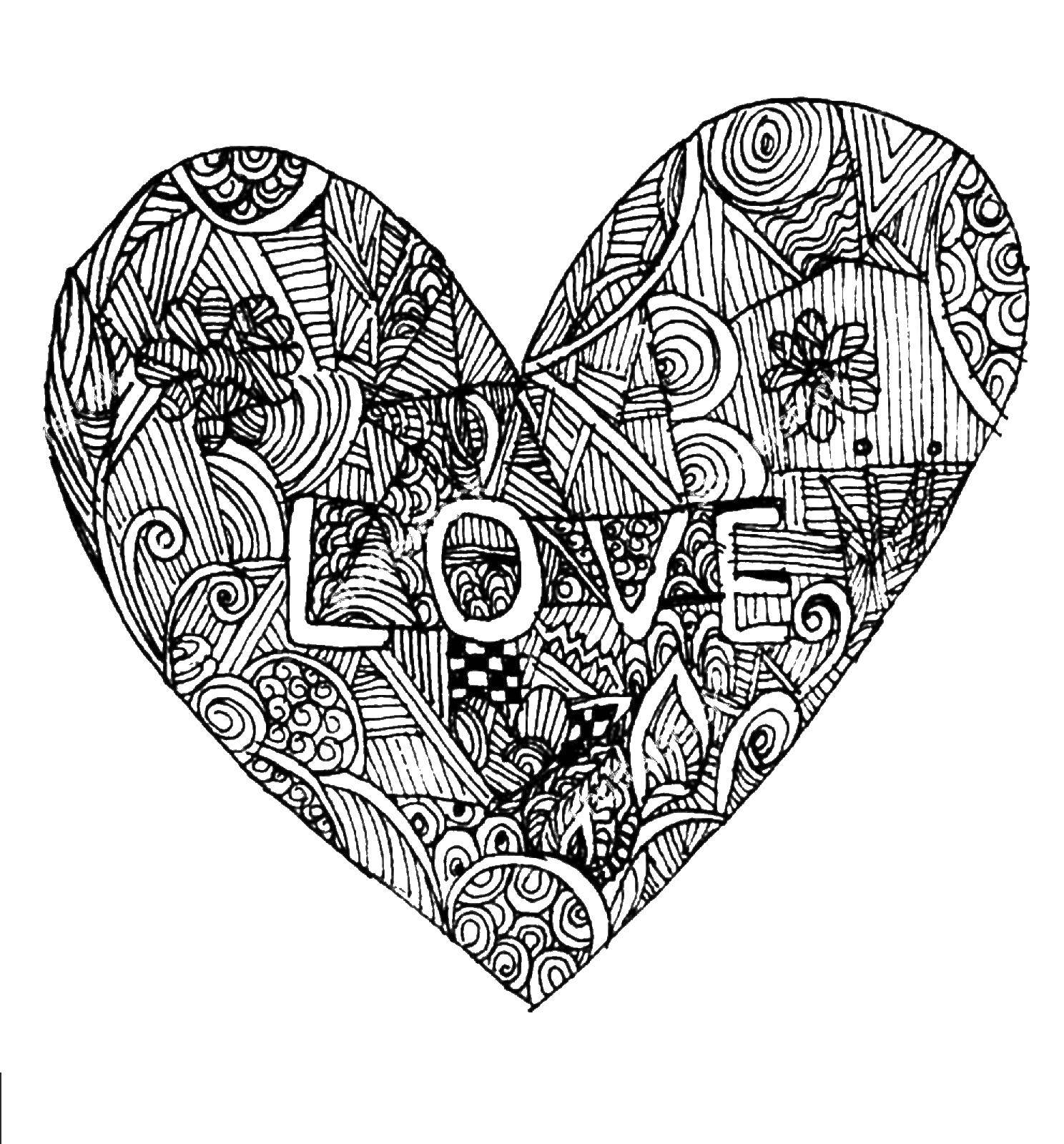 Coloring Patterned heart. Category coloring. Tags:  Labels, patterns.