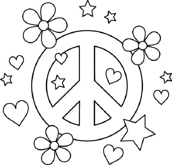 Coloring Peace sign. Category For teenagers. Tags:  Sign, smile, cardio.
